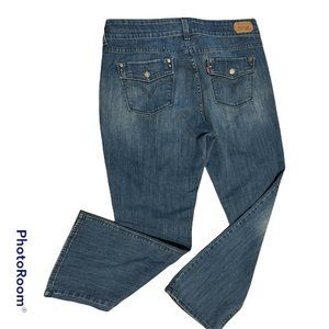 Levi's 526 Slender Boot Cut Jeans Sz 12 Blue Medium Wash Denim Double Button.